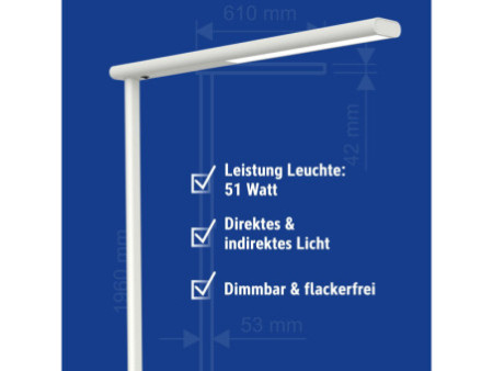 MAUL Lampadaire à LED MAULjet, dimmable, blanc