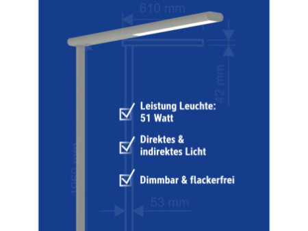 MAUL Lampadaire à LED MAULjet, dimmable, argent