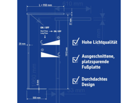 MAUL Lampadaire à LED MAULjet, dimmable, argent