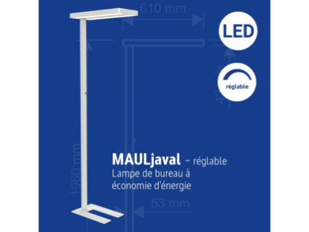 MAUL Lampadaire à LED MAULjaval, dimmable, blanc