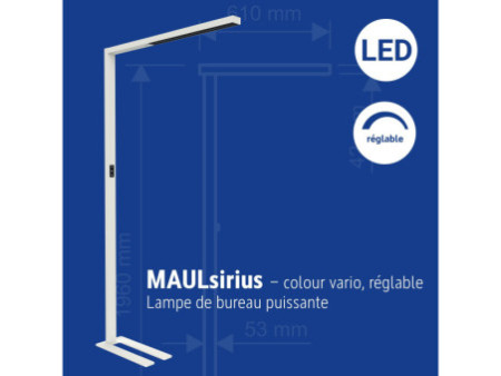 MAUL Lampadaire à LED MAULsirius sensor, dimmable, blanc