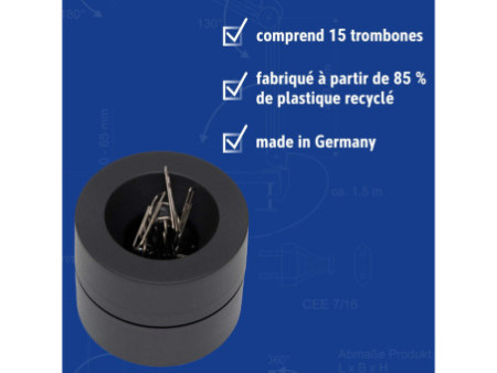MAUL Distributeur de trombones MAULpro Recycling, noir