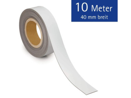 MAUL Ruban magnétique, 40 mm x 10 m, épaisseur: 1 mm, blanc