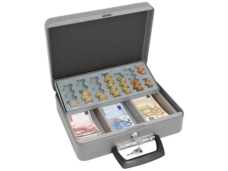 WEDO Coffret-caisse à monnaie standard, en tôle acier, gris
