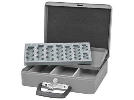WEDO Coffret-caisse à monnaie standard, en tôle acier, gris