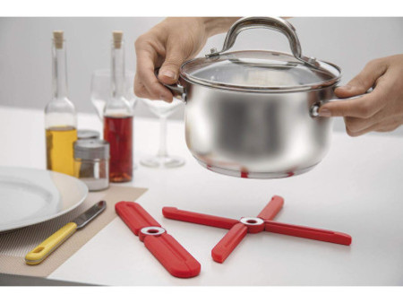 WEDO Dessous de plat design en silicone, pliable, rouge
