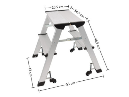 WEDO Escabeau, en aluminium, capacité: 150 kg, 2 x 2 marches