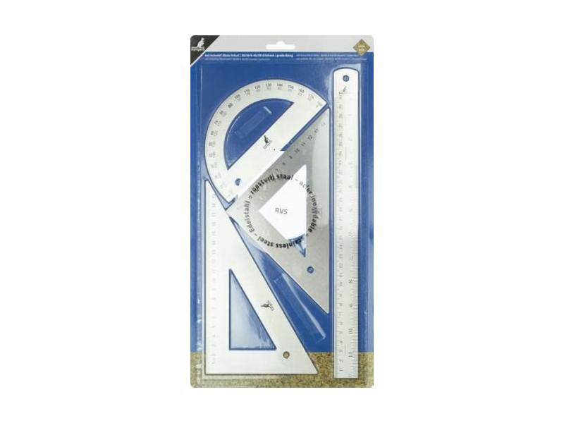 kangaro Kit de géométrie, inox, 4 pièces