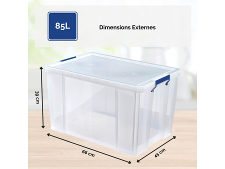 Fellowes Boîte de rangement ProStore, 85 litres, transparent