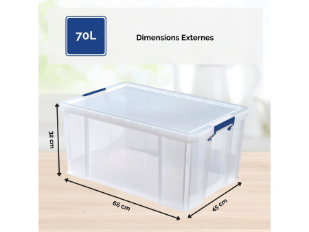Fellowes Boîte de rangement ProStore, 70 litres, transparent