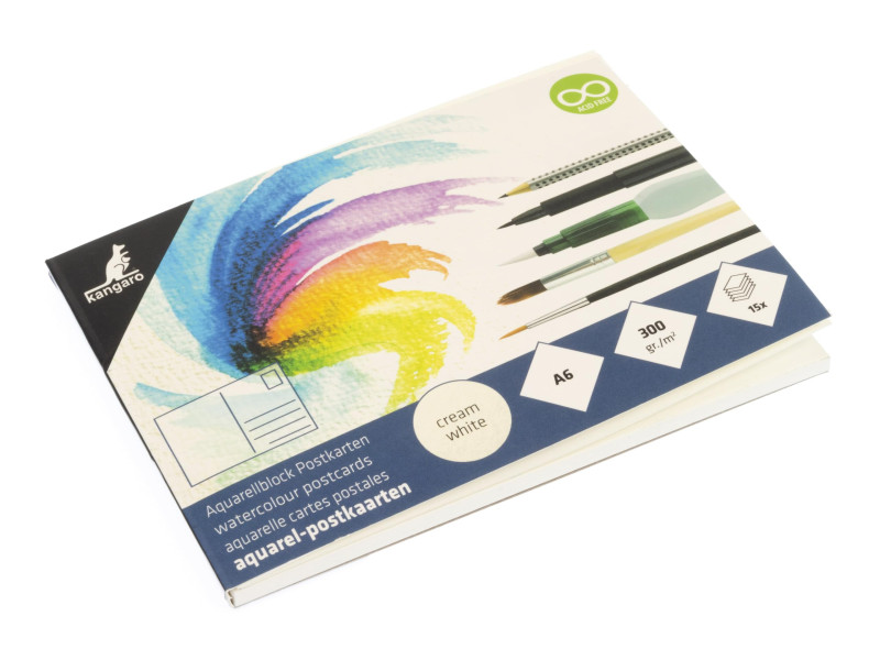 kangaro Bloc de cartes postales aquarelle, A6, 15 feuilles
