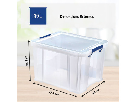 Fellowes Boîte de rangement ProStore, 36 litres, transparent
