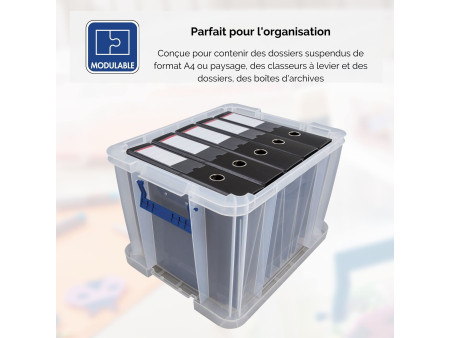 Fellowes Boîte de rangement ProStore, 36 litres, transparent