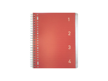 kangaro Cahier à spirale 4en1, A4, ligné, 200 pages, rouge