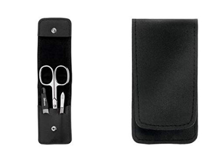 Clauss Kit de manucure, en étui cuir, 3 pièces, noir