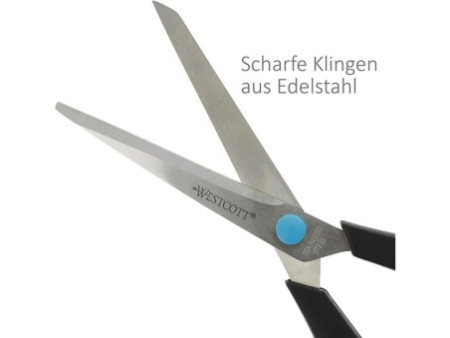 WESTCOTT Ciseaux Easy Grip, longueur: 210 mm, bleu/noir