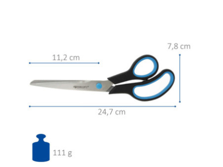 WESTCOTT Ciseaux Easy Grip, longueur: 247 mm, bleu/noir