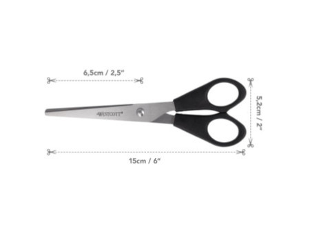 WESTCOTT Ciseaux de bureau, longueur: 155 mm, noir
