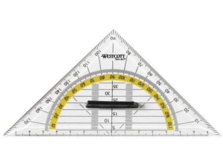 WESTCOTT Equerre géométrique, hypoténuse: 140 mm, poignée