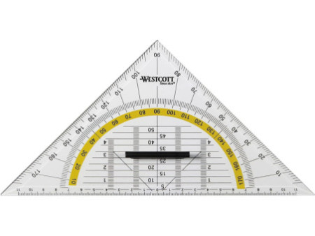 WESTCOTT Equerre géométrique, hypoténuse: 220 mm, poignée