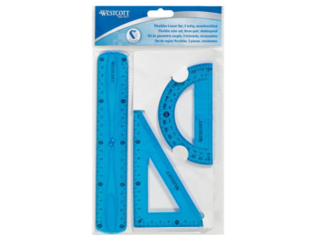 WESTCOTT Kit de géométrie, 3 pièces, avec règle souple