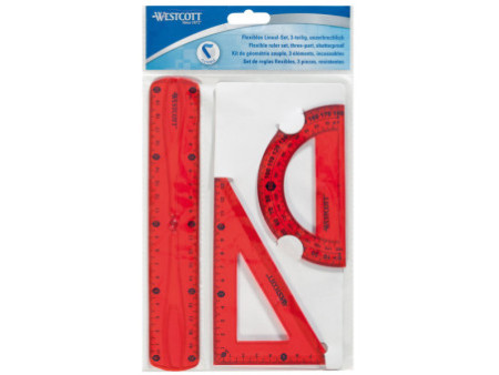 WESTCOTT Kit de géométrie, 3 pièces, avec règle souple