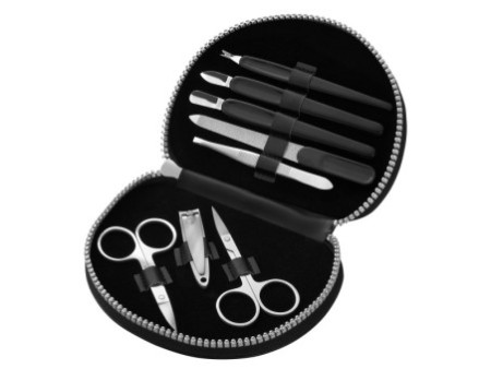 Clauss Set de manucure, étui en similicuir, 8 pièces, noir
