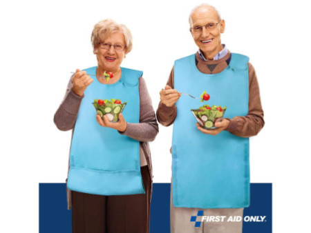 FIRST AID ONLY Bavoir pour adultes, avec scratch, bleu
