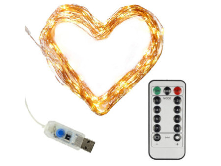 Clauss Mini guirlande lumineuse LED, port USB & télécommande