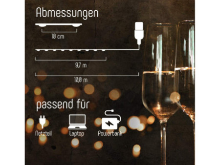Clauss Mini guirlande lumineuse LED, port USB & télécommande