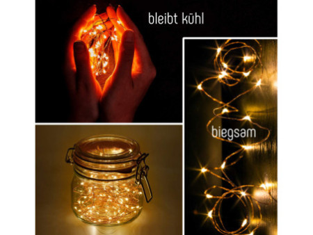 Clauss Mini guirlande lumineuse LED, port USB & télécommande