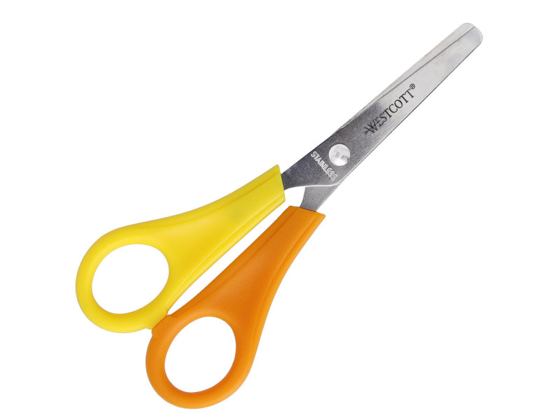 WESTCOTT Ciseaux de bricolage pour enfants, jaune/orange
