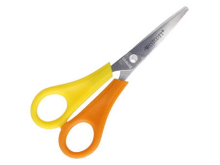 WESTCOTT Ciseaux de bricolage pour enfants, jaune/orange