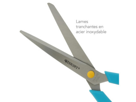 WESTCOTT Ciseaux Easy Grip, set de 3, turquoise/jaune citron