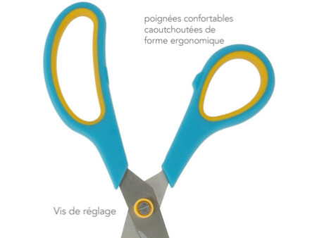WESTCOTT Ciseaux Easy Grip, set de 3, turquoise/jaune citron
