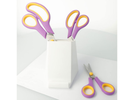 WESTCOTT Ciseaux Easy Grip, set de 3, cassis/jaune citron