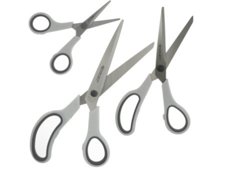 WESTCOTT Ciseaux Easy Grip, set de 3, gris clair/anthracite