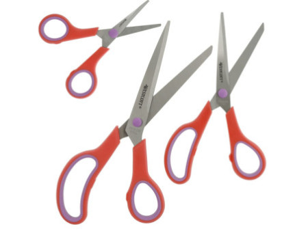 WESTCOTT Ciseaux Easy Grip, set de 3, rouge corail/cassis