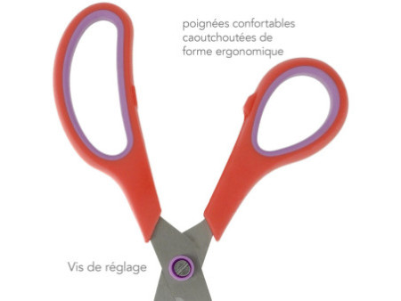 WESTCOTT Ciseaux Easy Grip, set de 3, rouge corail/cassis