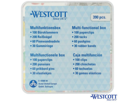 WESTCOTT Boîte d'accessoires de bureau, 390 pièces