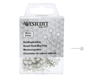 WESTCOTT Épingle à tête ronde, taille 5, blanc