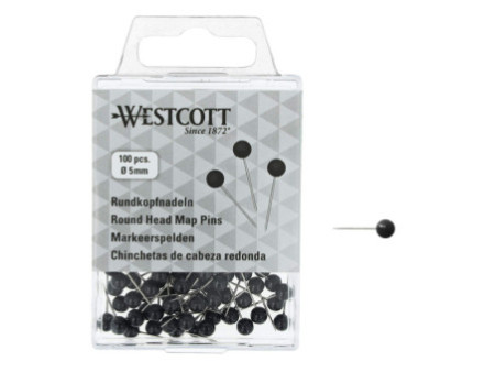 WESTCOTT Épingle à tête ronde, taille 5, noir