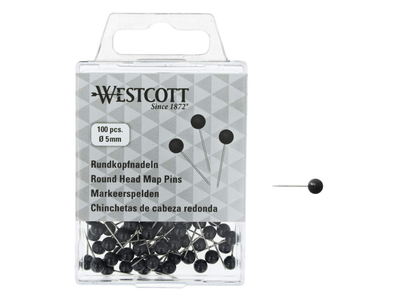 WESTCOTT Épingle à tête ronde, taille 5, noir