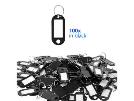 WESTCOTT Porte-clé avec anneau, pack de 100, noir