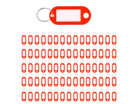 WESTCOTT Porte-clé avec anneau, pack de 100, rouge