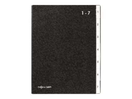 PAGNA trieur, format A4, 7 compartiments, 1 - 7, noir