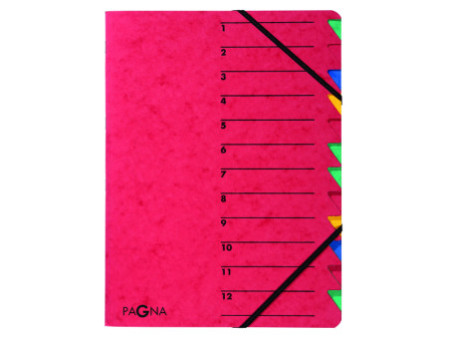 PAGNA trieur 'EASY', A4, carton, 12 compartiments, rouge