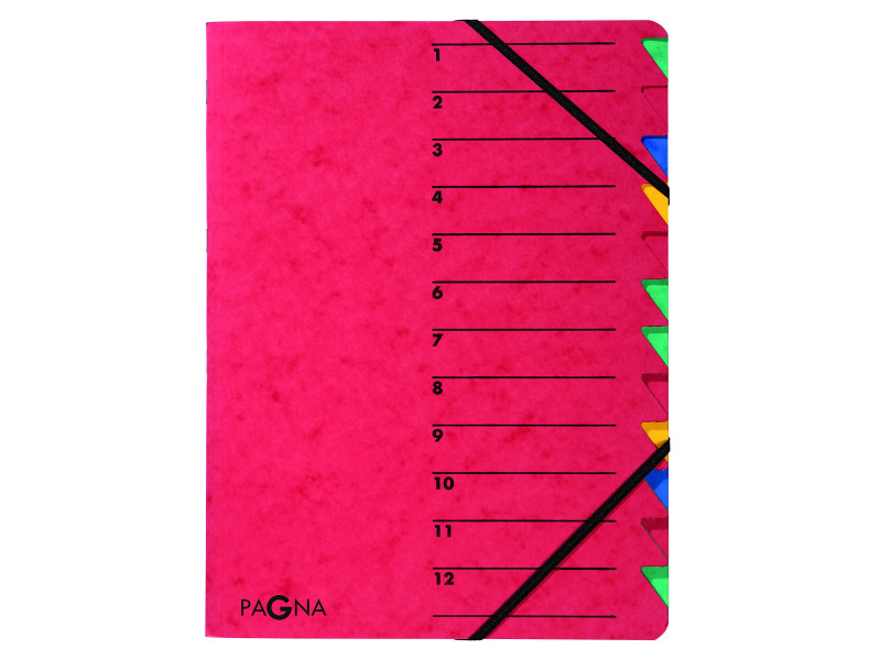 PAGNA trieur 'EASY', A4, carton, 12 compartiments, rouge