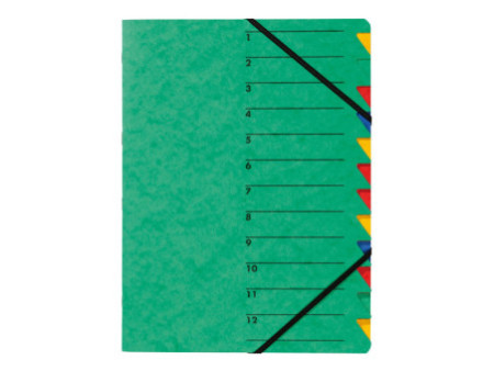 PAGNA trieur 'EASY', A4, carton, 12 compartiments, vert