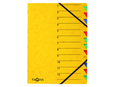 PAGNA trieur 'EASY', A4, carton, 12 compartiments, jaune